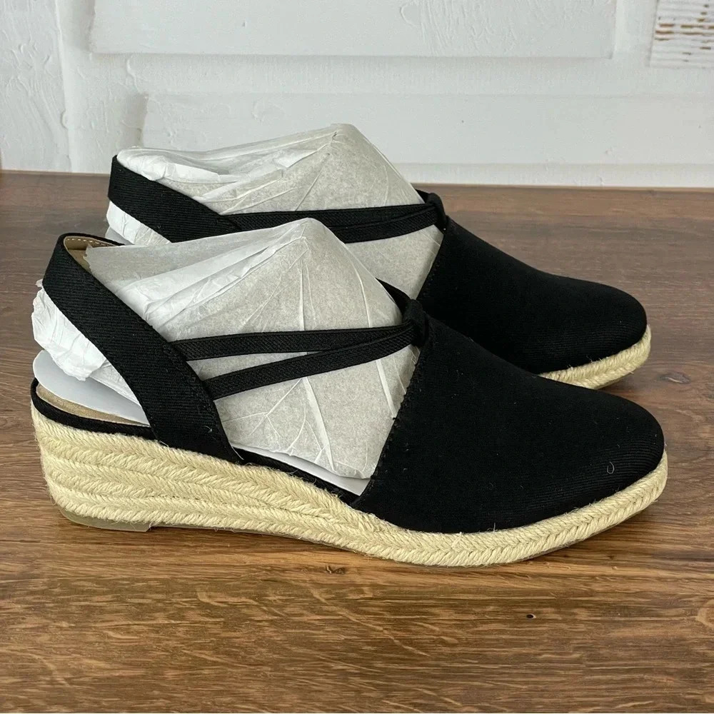 LifeStride Katrina‎ 2 Espadrille Wedge Sandal Black Comfort shock absorption $80 - Picture 5 of 8